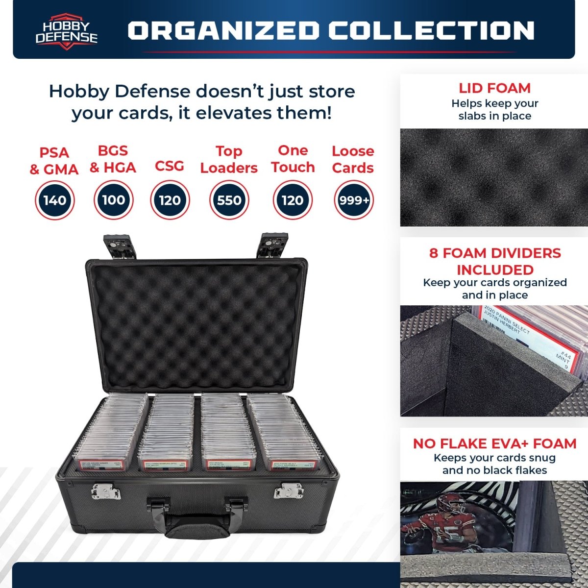 4 Row - Graded Card Case - Holds Up To 140 Slabs - Hobby Defense -