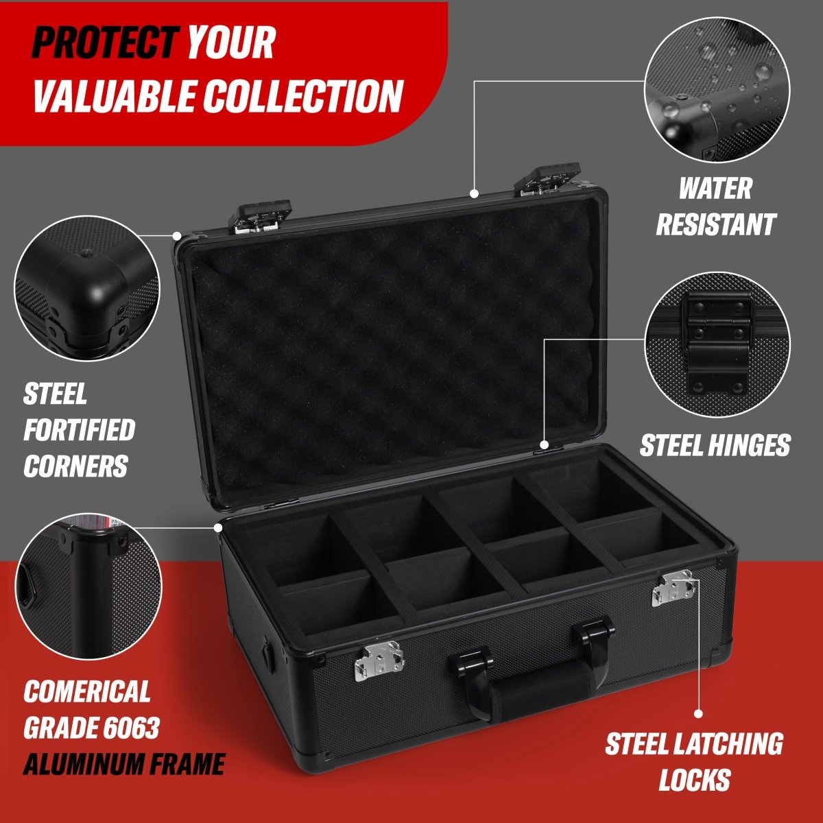 4 Row - Graded Card Case - Holds Up To 140 Slabs - Hobby Defense -