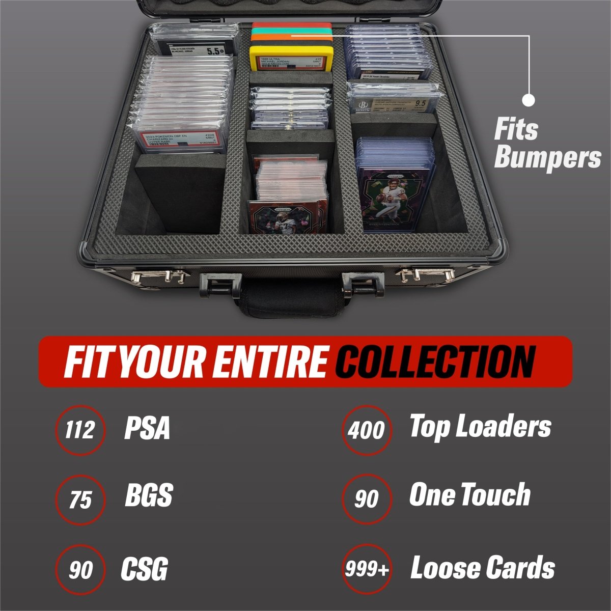 3 Row - Graded Card Case - Holds Up To 112 Slabs - Hobby Defense - 